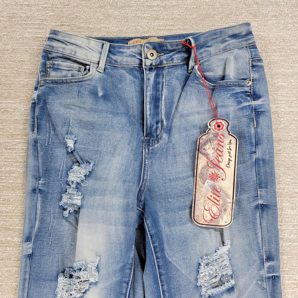 Elite Jeans Juniors 11/12 Flare Denim Distressed Fringe Hem Y2K Deadstock NWT - Picture 10 of 14